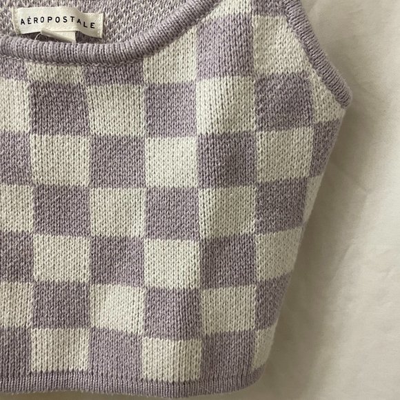 Areopostale Purple Checkered Halter Top - Picture 2 of 3